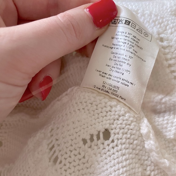 Sezane White Cotton Cable Knit Cardigan with Bell Sleeves - S - Picture 9 of 10